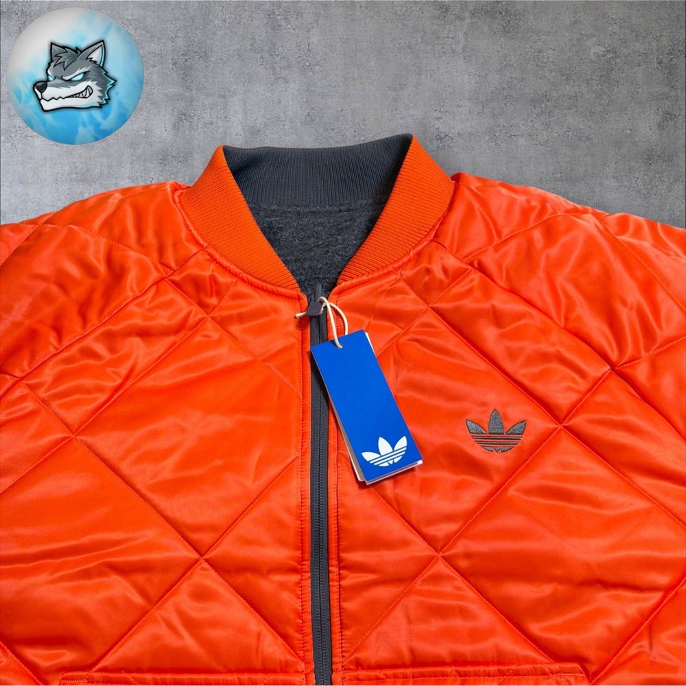adidas Originals Reversible Superstar Bomber Jacket Grey Orange Men's XL KR7618 - Picture 8 of 9